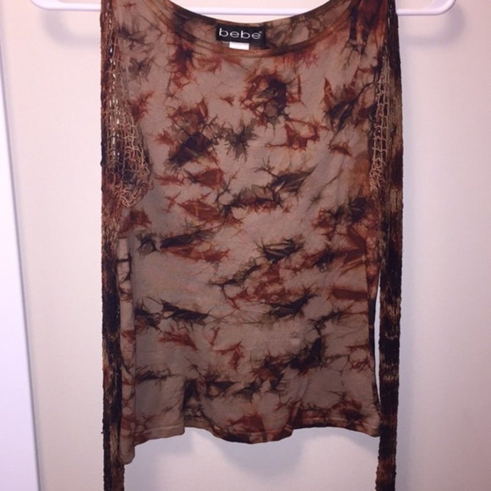 Bebe Women's Brown Casual Top Shirt Sz Small Vintage y2k - Picture 2 of 6